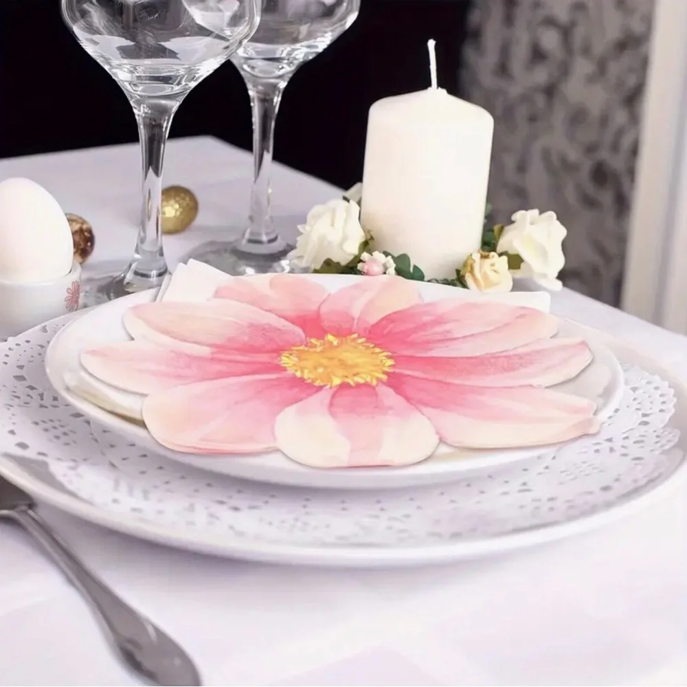 Pink Flower Shaped Decorative Party Luncheon Napkins, 20 ct